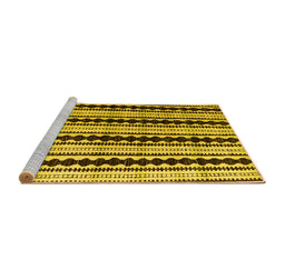Sideview of Machine Washable Abstract Yellow Modern Rug, wshabs4922yw