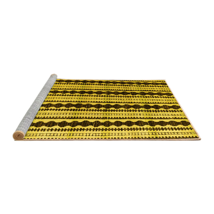 Sideview of Machine Washable Abstract Yellow Modern Rug, wshabs4922yw