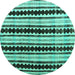 Round Abstract Turquoise Modern Rug, abs4922turq