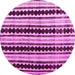 Round Machine Washable Abstract Pink Modern Rug, wshabs4922pnk