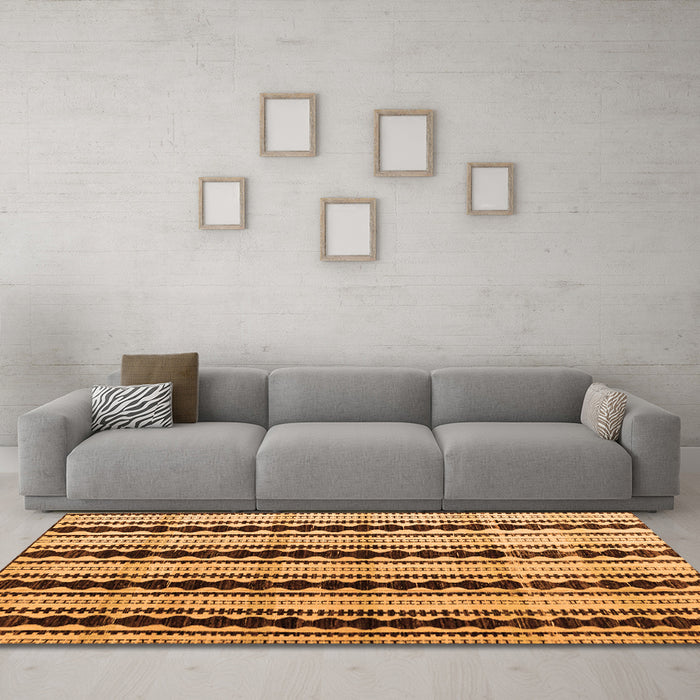 Machine Washable Abstract Orange Modern Area Rugs in a Living Room, wshabs4922org