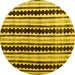 Round Abstract Yellow Modern Rug, abs4922yw