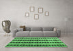 Machine Washable Abstract Emerald Green Modern Area Rugs in a Living Room,, wshabs4922emgrn