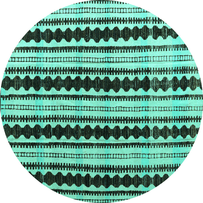 Round Machine Washable Abstract Turquoise Modern Area Rugs, wshabs4922turq
