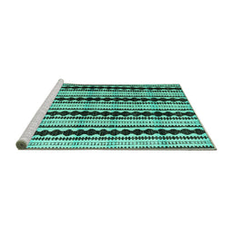 Sideview of Machine Washable Abstract Turquoise Modern Area Rugs, wshabs4922turq