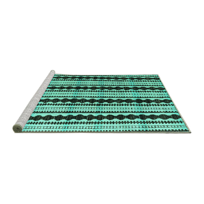 Sideview of Machine Washable Abstract Turquoise Modern Area Rugs, wshabs4922turq