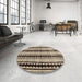 Round Machine Washable Abstract Bakers Brown Rug in a Office, wshabs4922