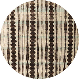 Round Machine Washable Abstract Bakers Brown Rug, wshabs4922