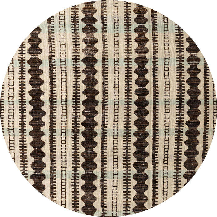 Round Machine Washable Abstract Bakers Brown Rug, wshabs4922