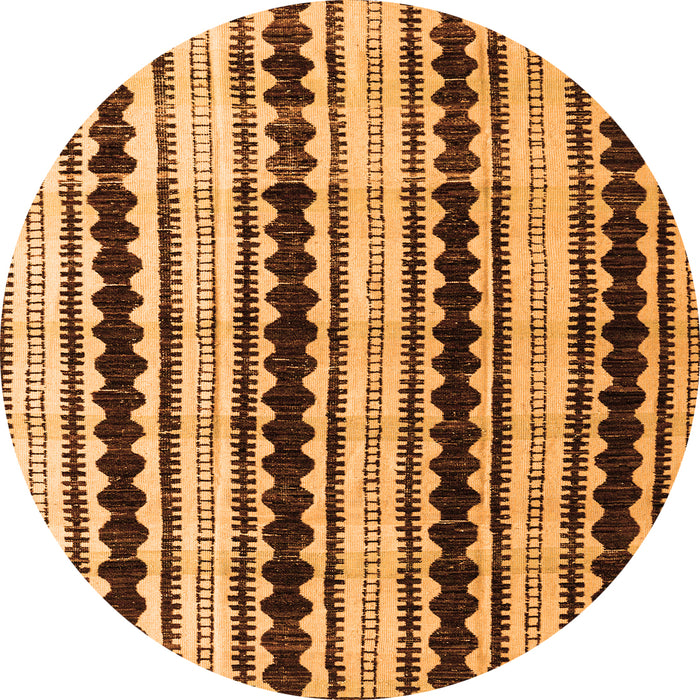 Round Machine Washable Abstract Orange Modern Area Rugs, wshabs4922org