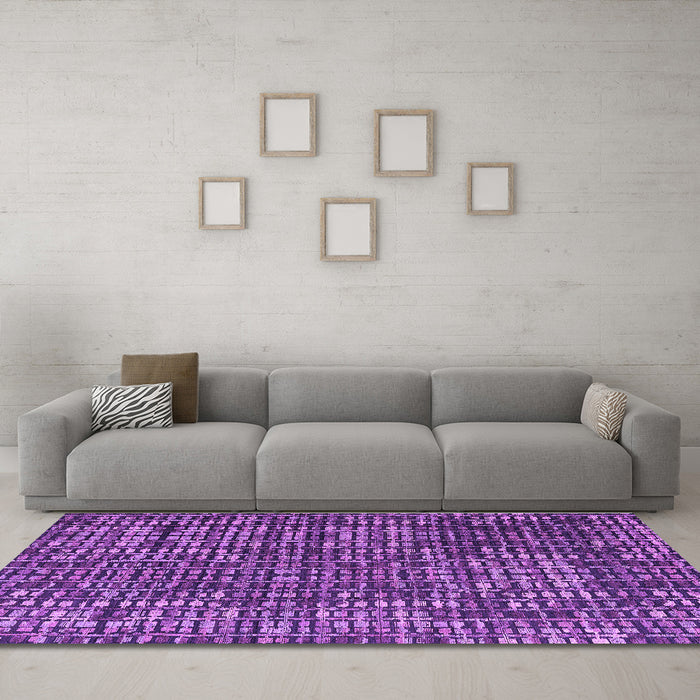 Machine Washable Abstract Purple Modern Area Rugs in a Living Room, wshabs4923pur