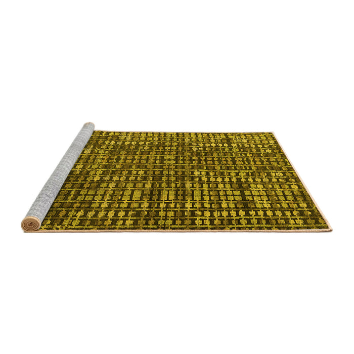 Sideview of Machine Washable Abstract Yellow Modern Rug, wshabs4923yw