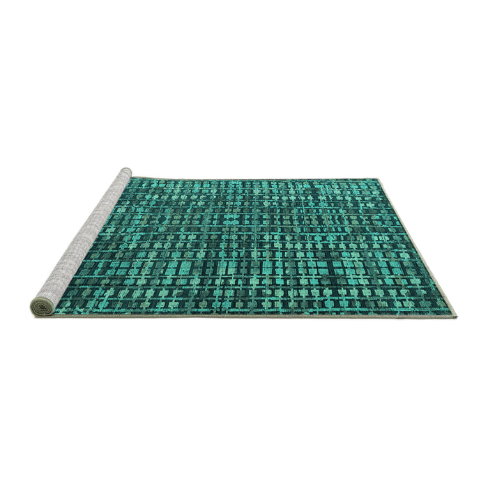 Sideview of Machine Washable Abstract Turquoise Modern Area Rugs, wshabs4923turq
