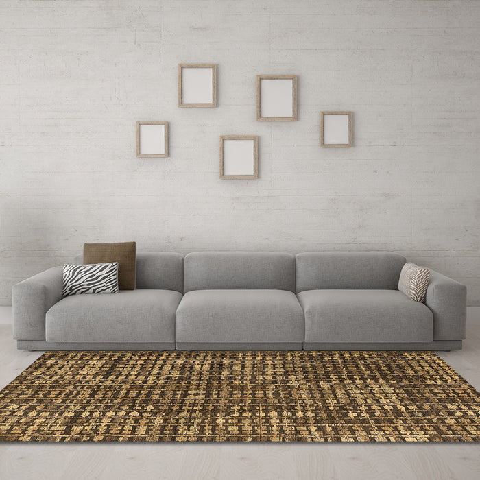Machine Washable Abstract Brown Modern Rug in a Living Room,, wshabs4923brn