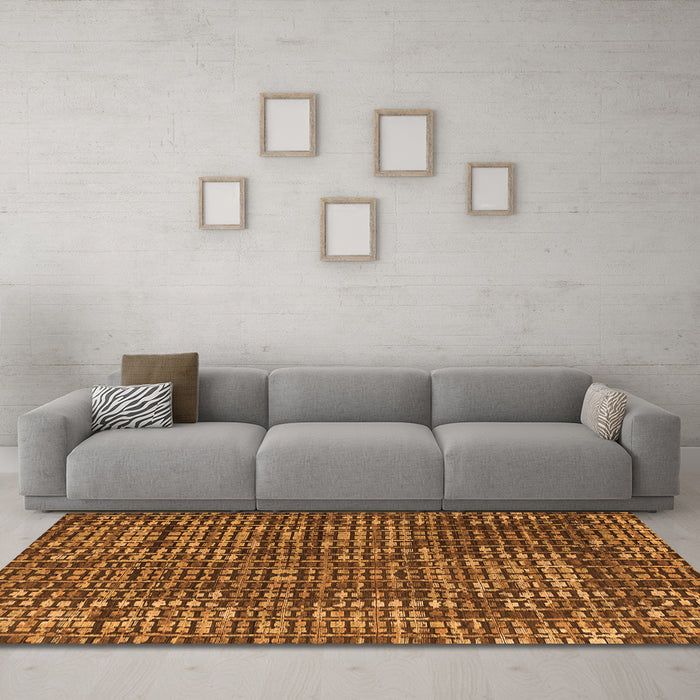 Machine Washable Abstract Orange Modern Area Rugs in a Living Room, wshabs4923org