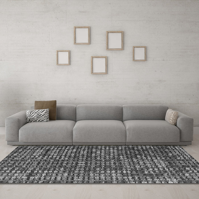 Machine Washable Abstract Gray Modern Rug in a Living Room,, wshabs4923gry