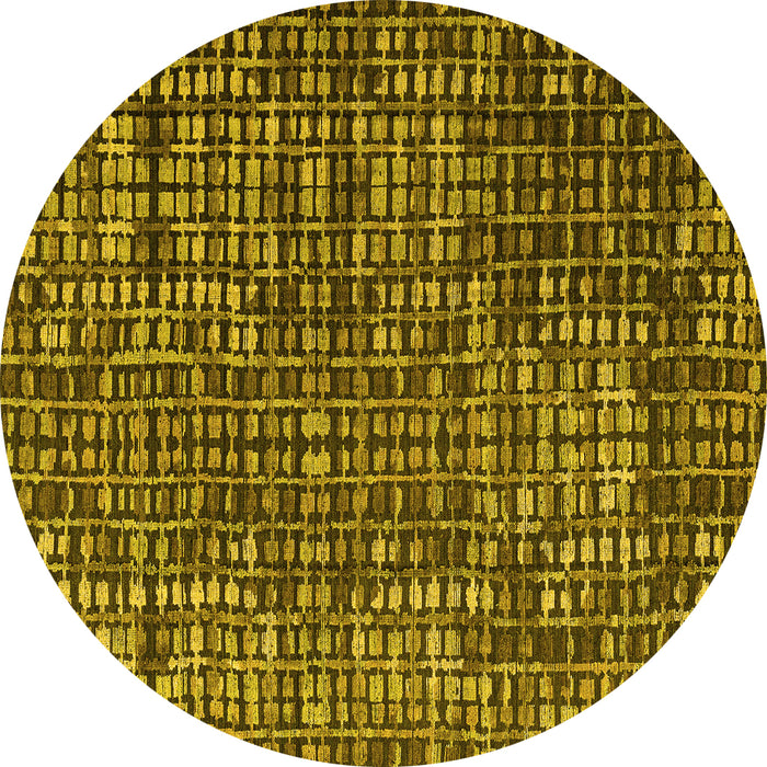 Round Abstract Yellow Modern Rug, abs4923yw