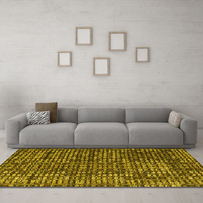 Machine Washable Abstract Yellow Modern Rug in a Living Room, wshabs4923yw