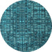 Round Abstract Light Blue Modern Rug, abs4923lblu