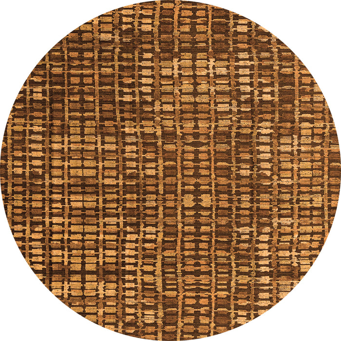 Round Machine Washable Abstract Orange Modern Area Rugs, wshabs4923org