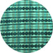 Round Abstract Turquoise Modern Rug, abs4924turq