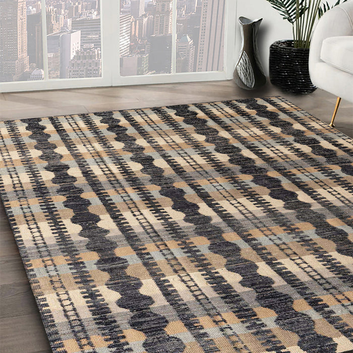 Machine Washable Abstract Western Charcoal Gray Rug in a Family Room, wshabs4924