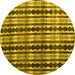 Round Abstract Yellow Modern Rug, abs4924yw