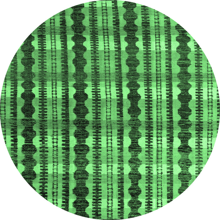 Round Machine Washable Abstract Emerald Green Modern Area Rugs, wshabs4924emgrn