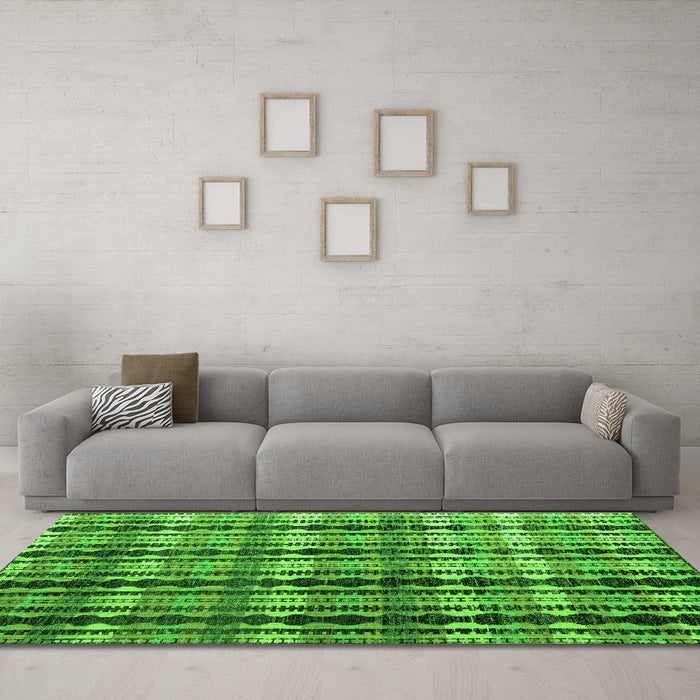 Machine Washable Abstract Green Modern Area Rugs in a Living Room,, wshabs4924grn