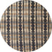 Round Machine Washable Abstract Western Charcoal Gray Rug, wshabs4924