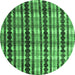 Round Abstract Emerald Green Modern Rug, abs4924emgrn