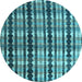 Round Abstract Light Blue Modern Rug, abs4924lblu