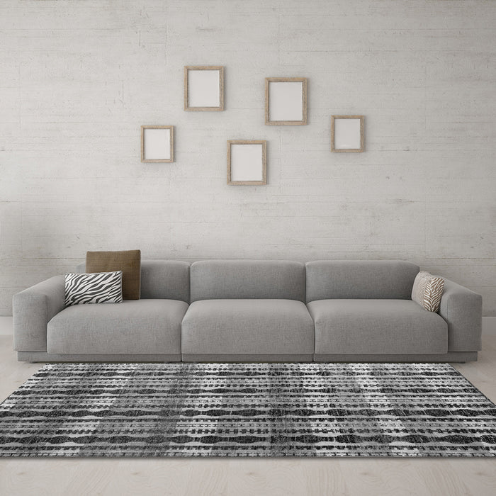Machine Washable Abstract Gray Modern Rug in a Living Room,, wshabs4924gry