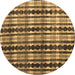 Round Abstract Brown Modern Rug, abs4924brn