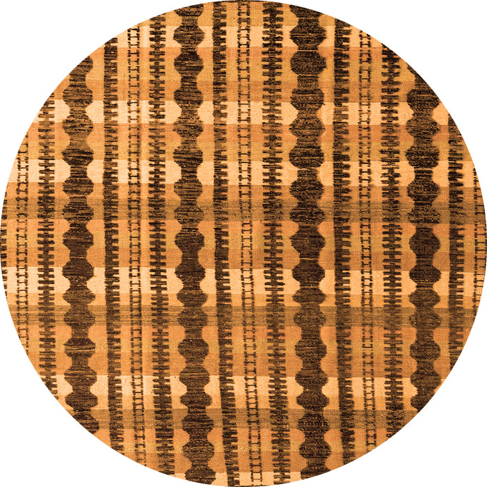Round Machine Washable Abstract Orange Modern Area Rugs, wshabs4924org