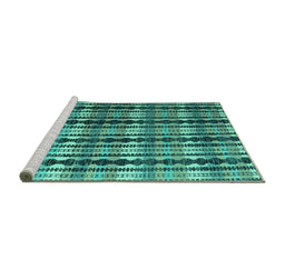 Sideview of Machine Washable Abstract Turquoise Modern Area Rugs, wshabs4924turq
