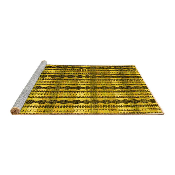 Sideview of Machine Washable Abstract Yellow Modern Rug, wshabs4924yw