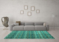 Machine Washable Abstract Turquoise Modern Rug, wshabs4924turq