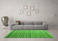 Machine Washable Abstract Green Modern Rug, wshabs4925grn