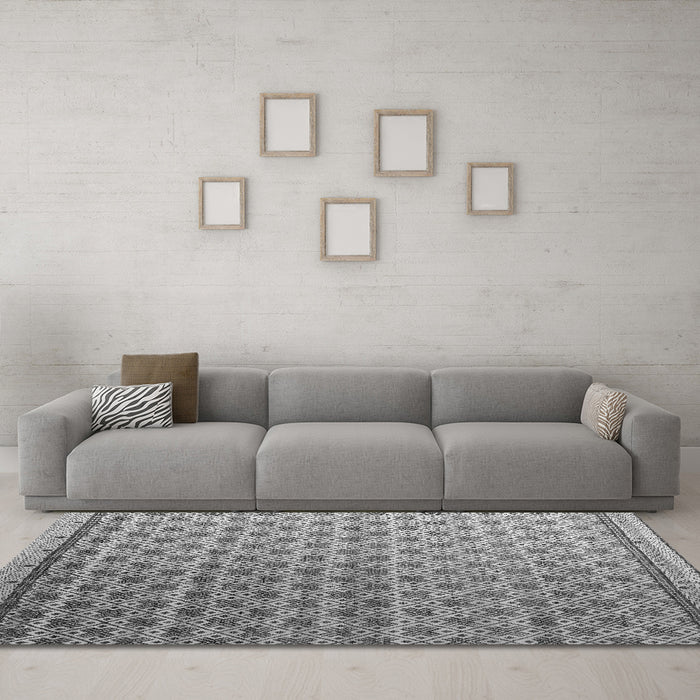 Machine Washable Abstract Gray Modern Rug in a Living Room,, wshabs4925gry