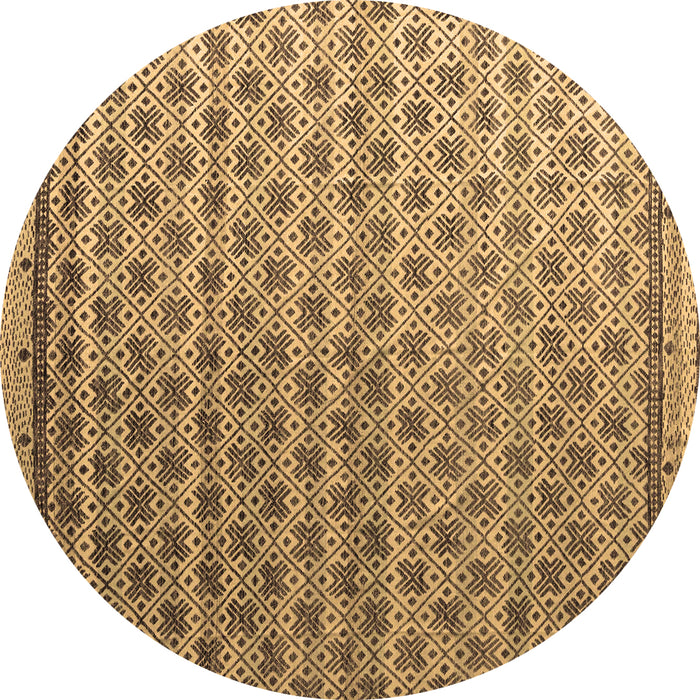 Round Abstract Brown Modern Rug, abs4925brn