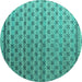 Round Abstract Turquoise Modern Rug, abs4925turq