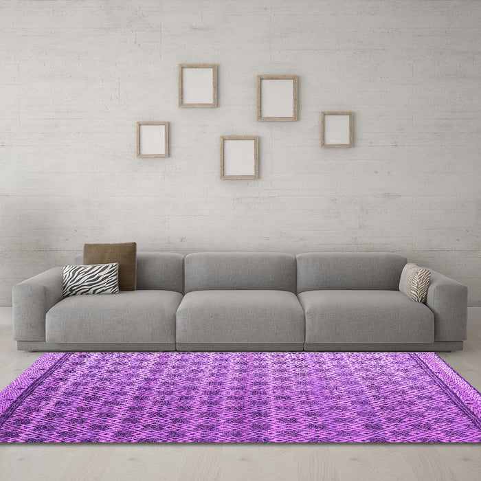 Machine Washable Abstract Purple Modern Area Rugs in a Living Room, wshabs4925pur