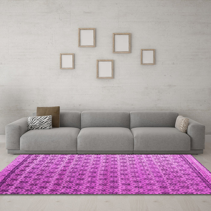 Machine Washable Abstract Pink Modern Rug in a Living Room, wshabs4925pnk