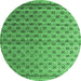 Round Abstract Emerald Green Modern Rug, abs4925emgrn