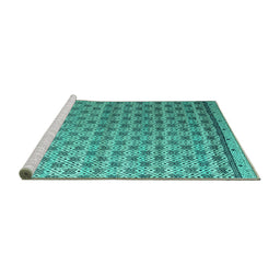 Sideview of Machine Washable Abstract Turquoise Modern Area Rugs, wshabs4925turq
