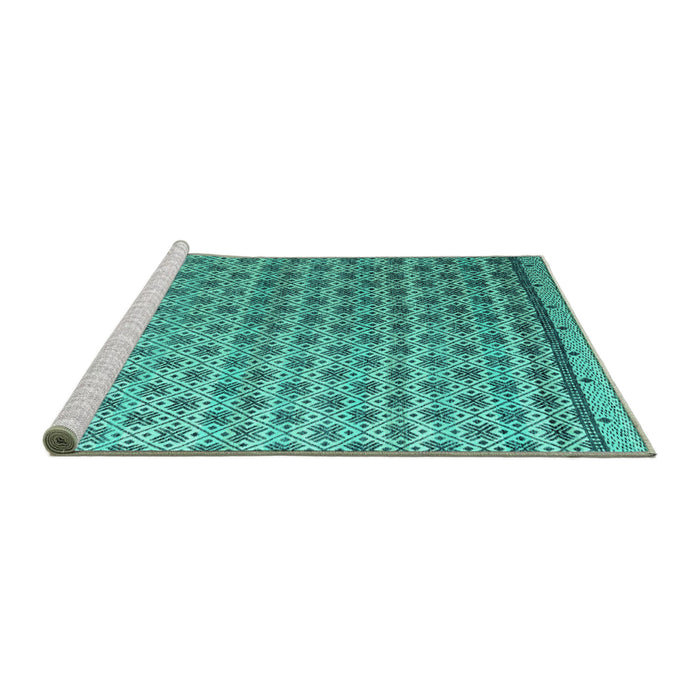 Sideview of Machine Washable Abstract Turquoise Modern Area Rugs, wshabs4925turq
