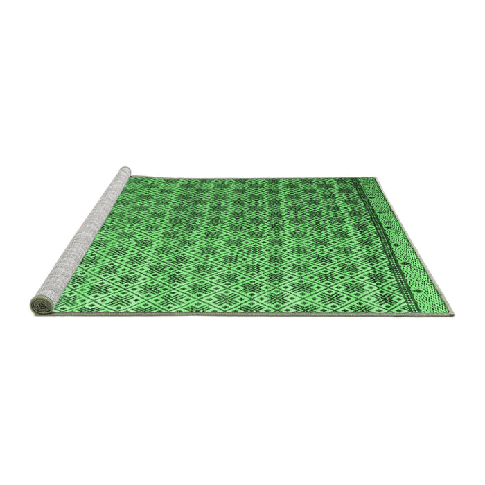 Sideview of Machine Washable Abstract Emerald Green Modern Area Rugs, wshabs4925emgrn