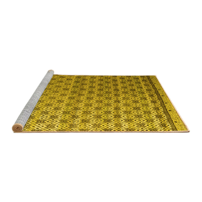 Sideview of Machine Washable Abstract Yellow Modern Rug, wshabs4925yw