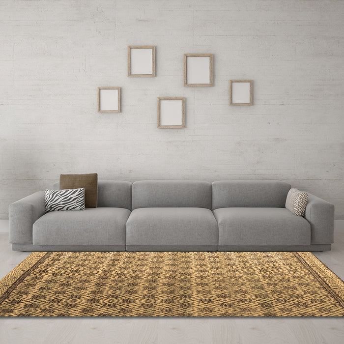 Machine Washable Abstract Brown Modern Rug in a Living Room,, wshabs4925brn